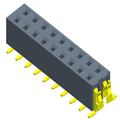 2.00mmFemale Header  Dual Row SMT(with post/cap）